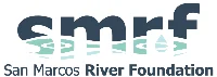Logo of the San Marcos River Foundation, featuring "smrf" in bold letters over stylized water waves, with the full organization name below—an emblem as distinct and professional as an Austin salon.